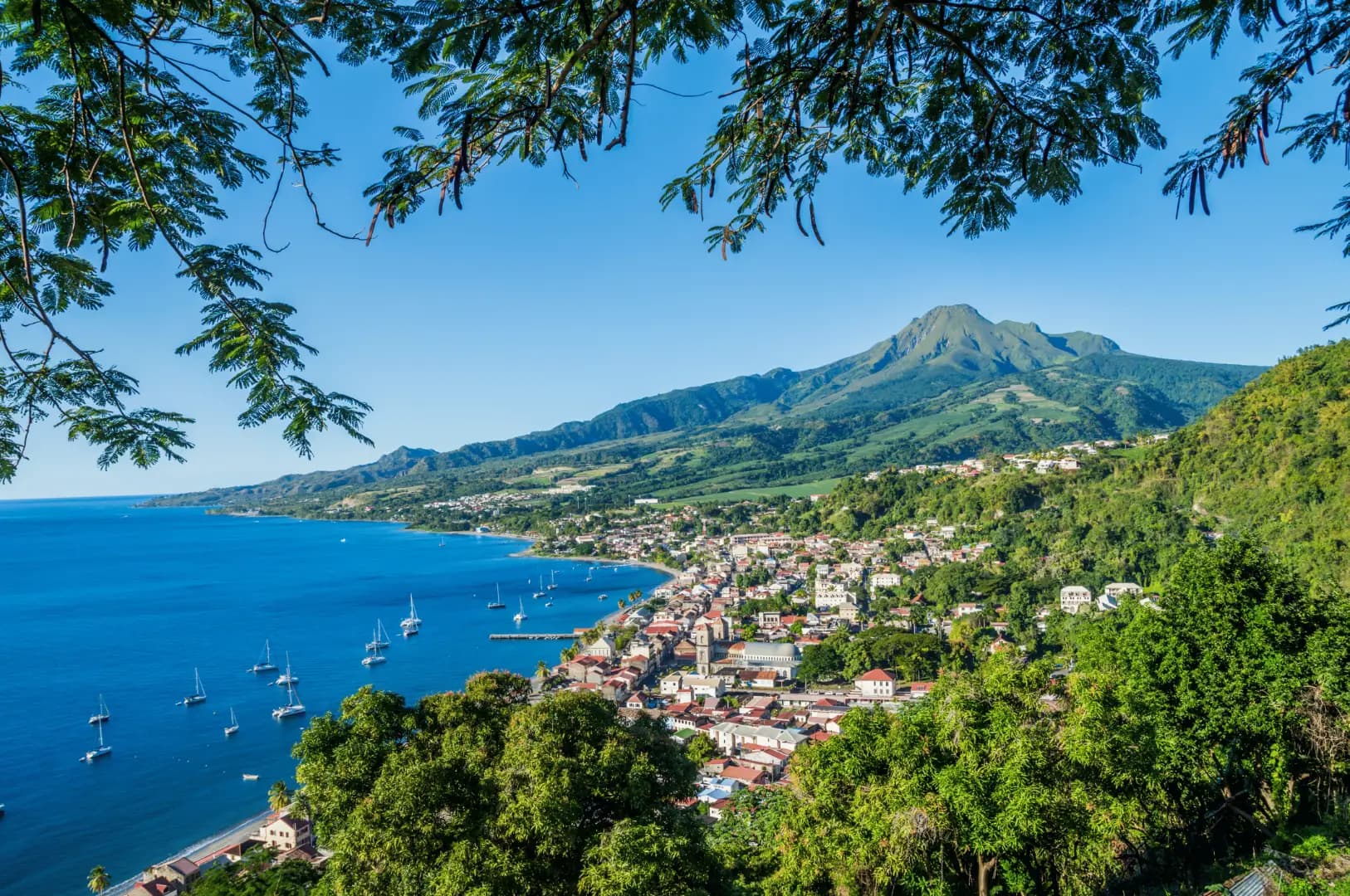 La montagne Pelée et la baie de Saint-Pierre en Martinique